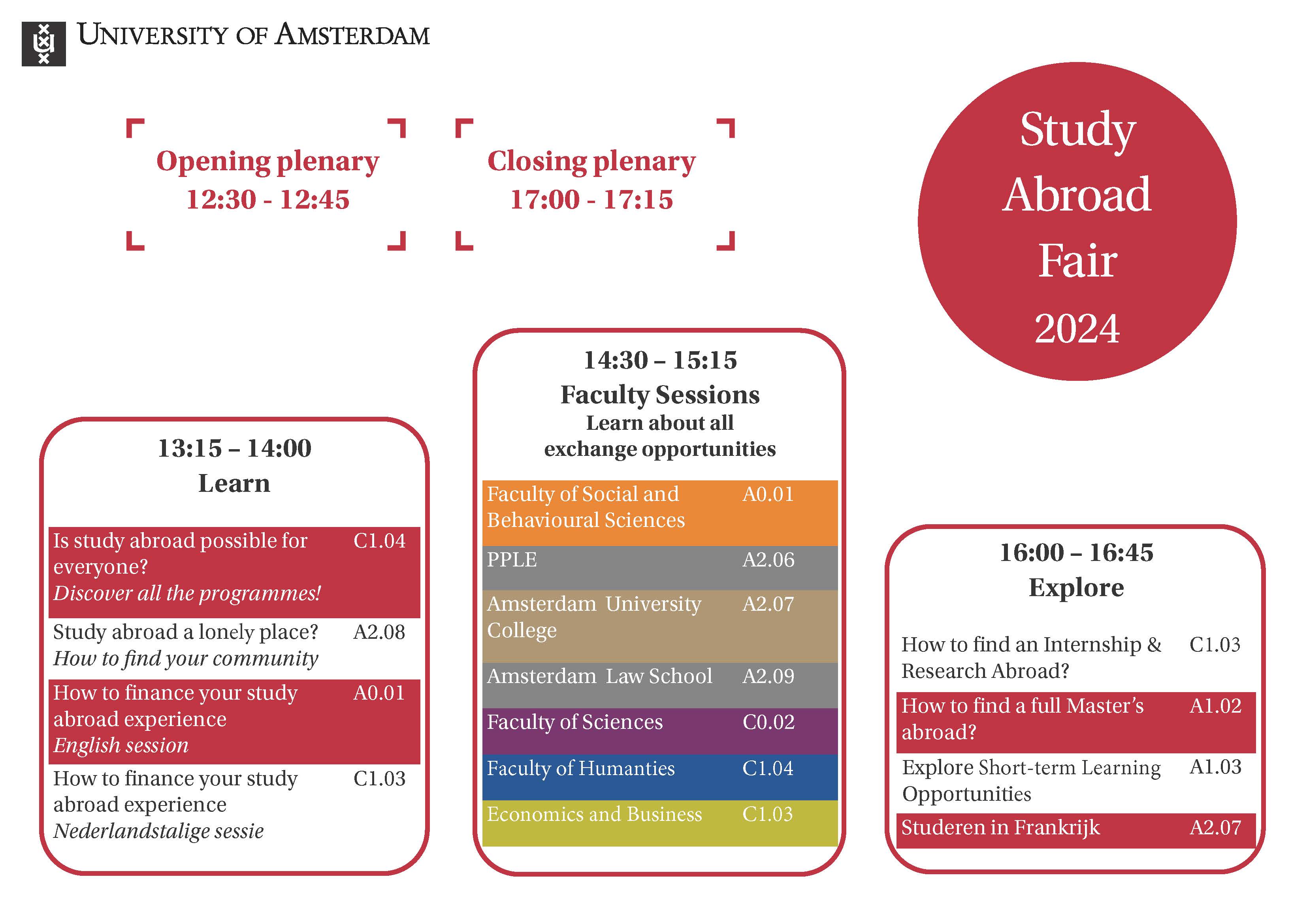 Timetable of the Study Abroad Fair 2024